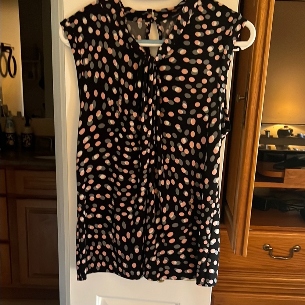 Tommy Hilfiger Black and Pink Polka Dot Blouse